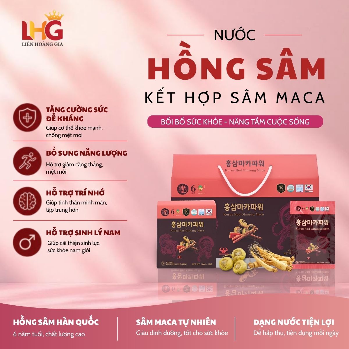 Hộp nước hồng sâm sâm maca cao cấp thượng hạng