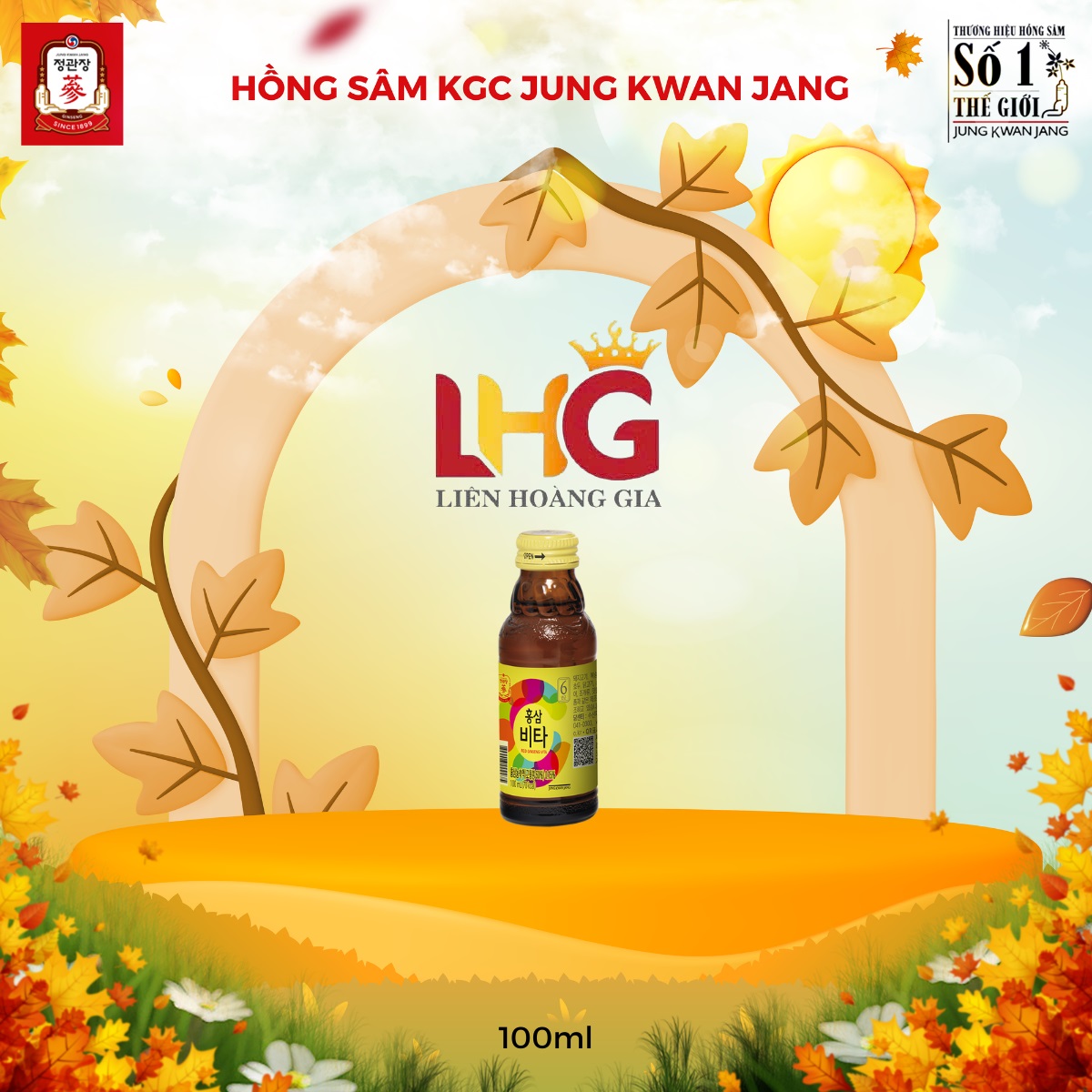 Nước hồng sâm Vita KGC chai 100ml hộp 10 chai chính hãng