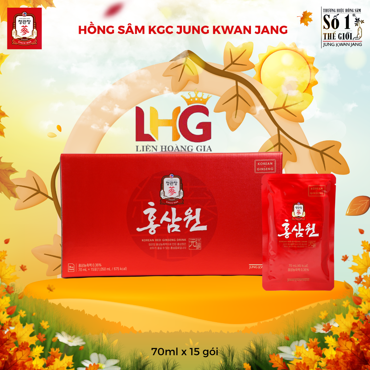 Hộp Nước Hồng Sâm Won KGC 70ml x 15 gói chính hãng Jung Kwan Jang.