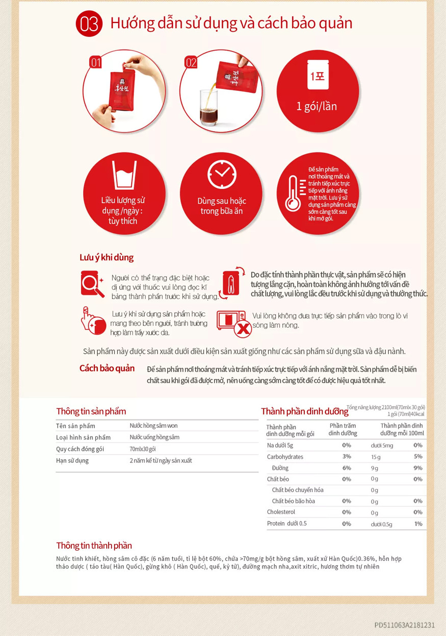 Hướng dẫn sử dụng Nước Hồng Sâm WON KGC cho người lớn và trẻ em