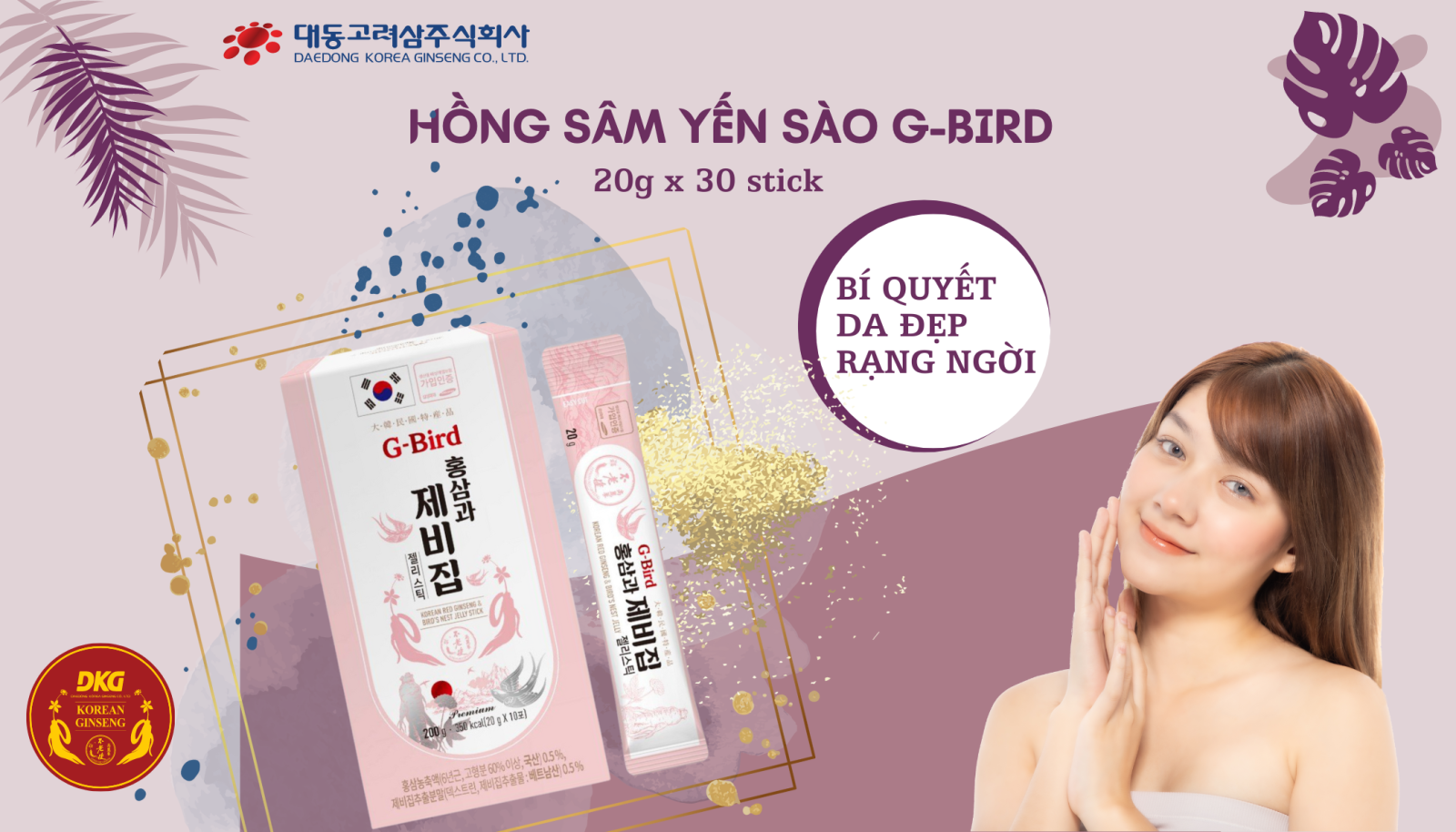 Thành phần hồng sâm 6 năm tuổi và tổ yến sào Việt Nam trong thạch G-Bird