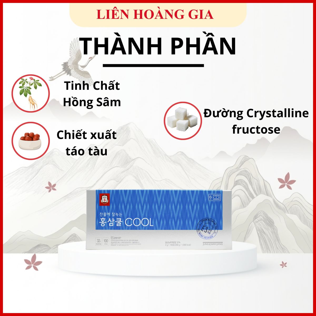 Thành phần chiết xuất hồng sâm 6 năm tuổi trong trà Tea Cool KGC.