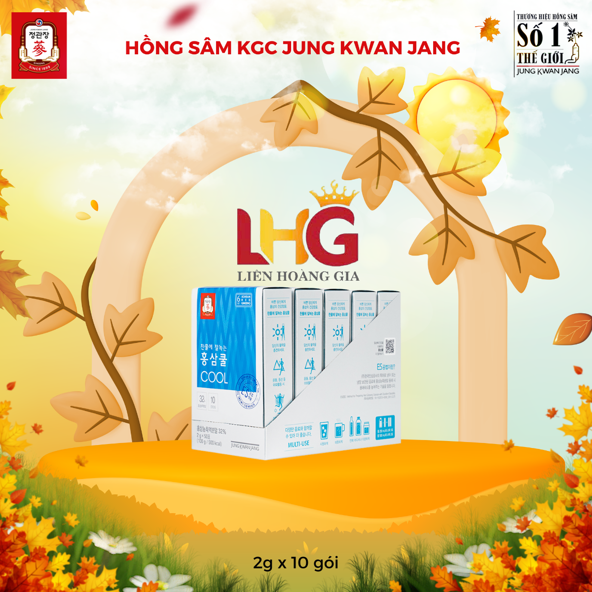 Gói Trà Hồng Sâm Hàn Quốc Tea Cool KGC hòa tan chính hãng.