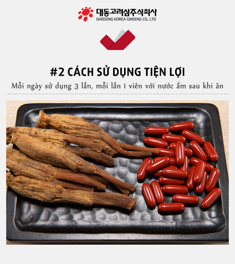 Hướng dẫn cách uống viên hồng sâm Daedong Premium ngày 3 lần sau ăn