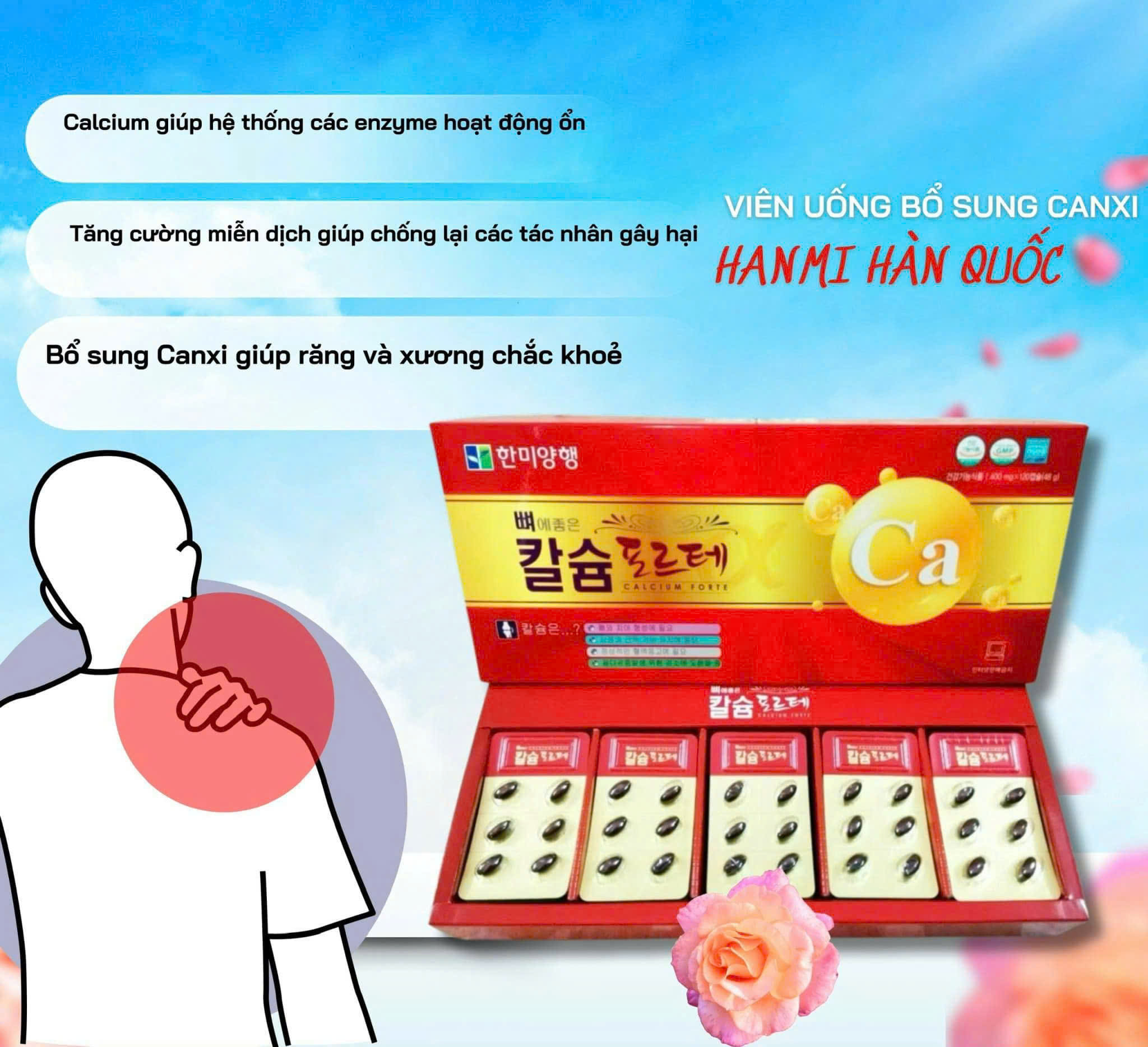 Viên Canxi Hanmi Hàn Quốc chính hãng hộp 120 viên bổ xương khớp