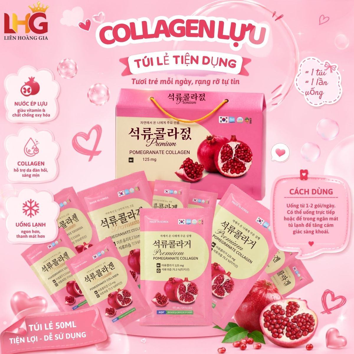 Hướng dẫn cách sử dụng nước collagen lựu Hàn Quốc