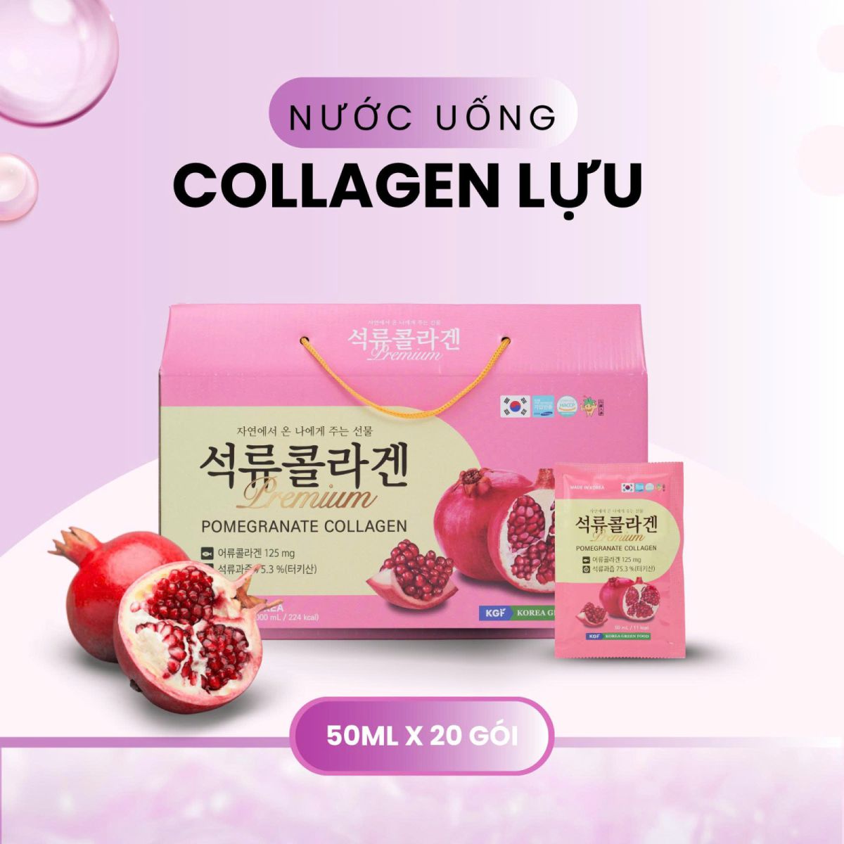 Nước Collagen Lựu Premium Hàn Quốc chính hãng hộp 30 gói
