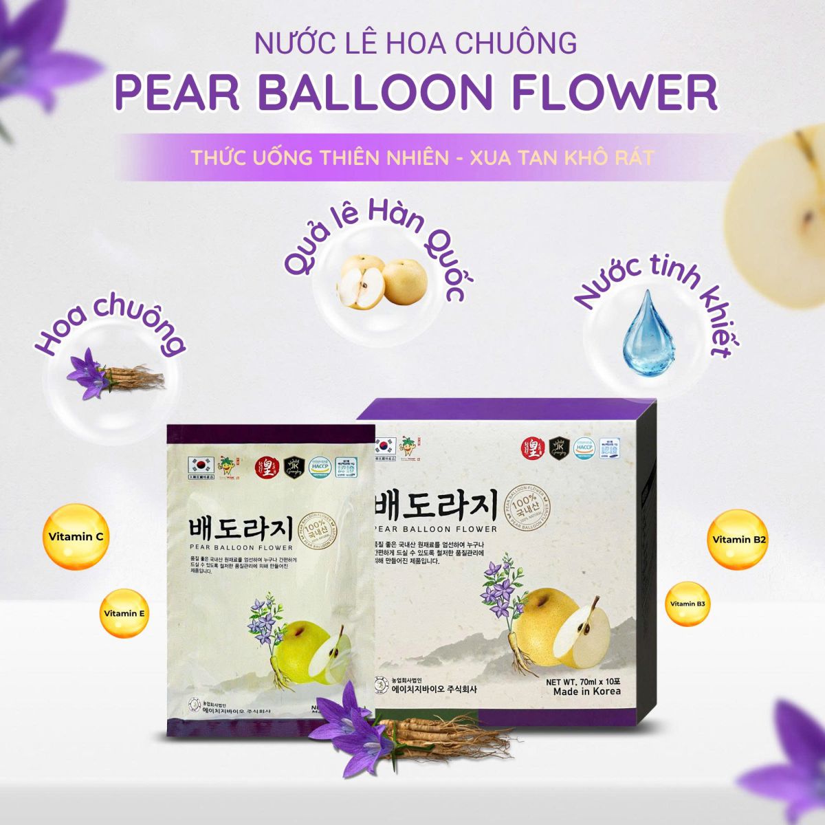 Thành phần Lê Hàn Quốc và rễ Hoa Chuông hỗ trợ bổ phổi