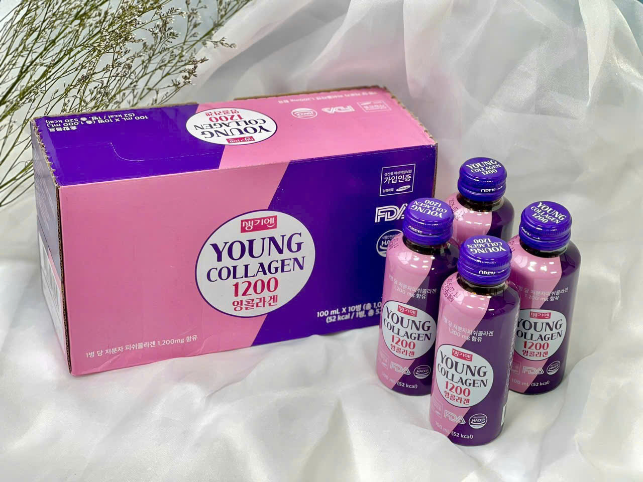 Nước uống Young Collagen 1200mg Hàn Quốc hộp 10 chai 100ml