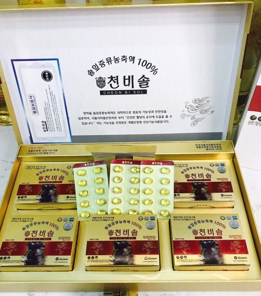 Thành phần 100% tinh chất lá thông cô đặc nguyên chất trong Cheon Bi Sol