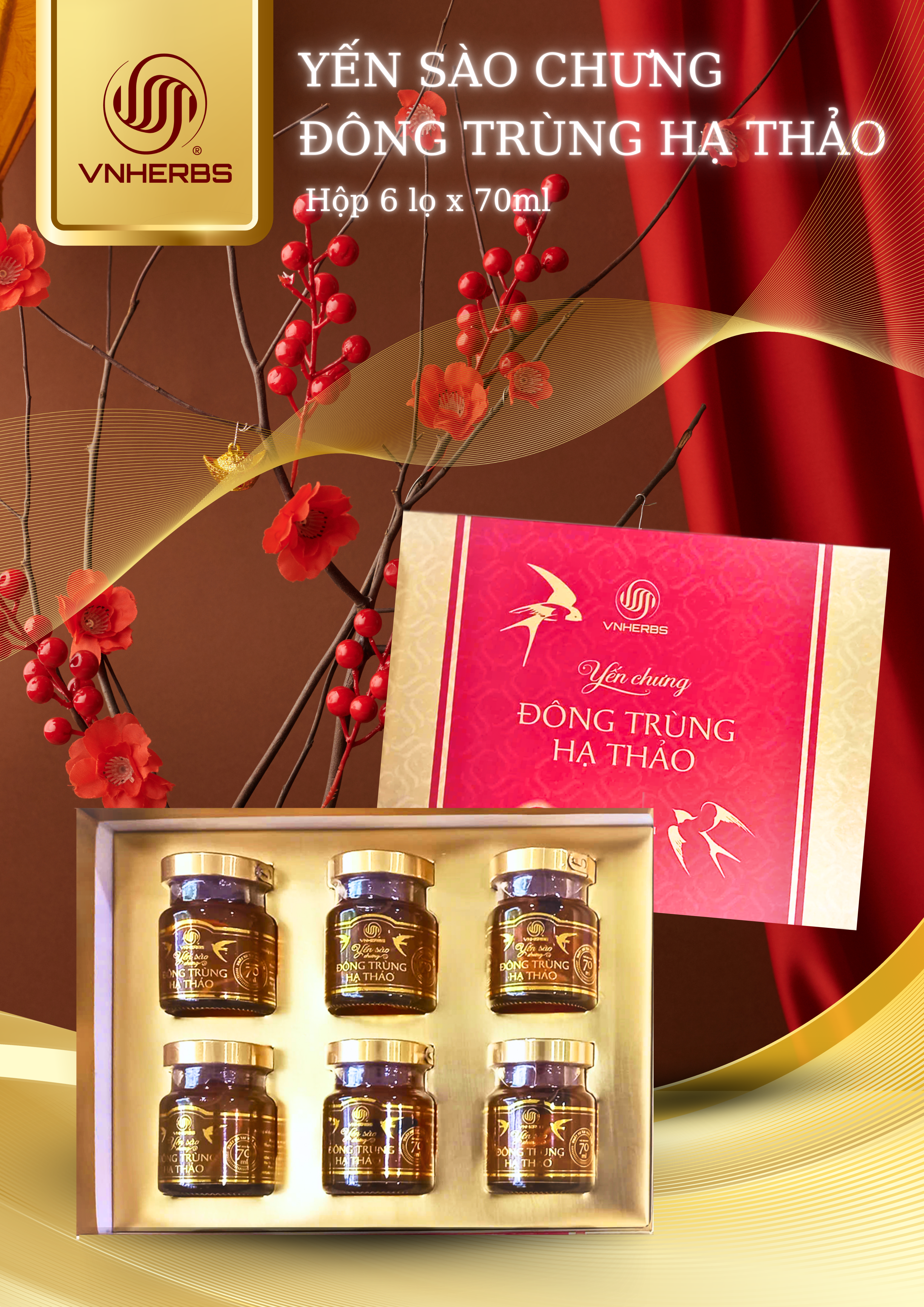 Quà biếu yến chưng đông trùng hạ thảo sang trọng