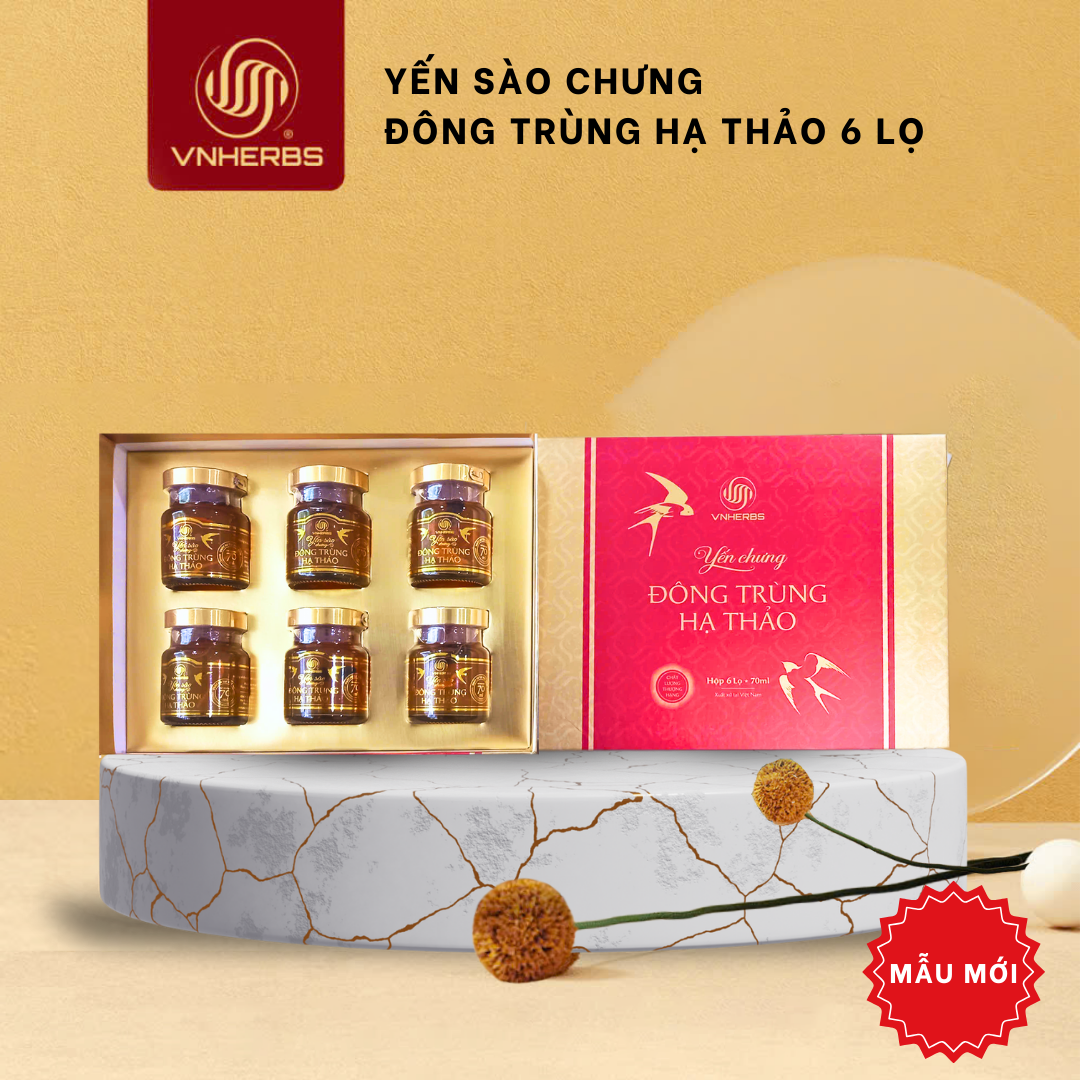 Yến chưng Đông trùng hạ thảo hộp 6 lọ chính hãng Liên Hoàng Gia